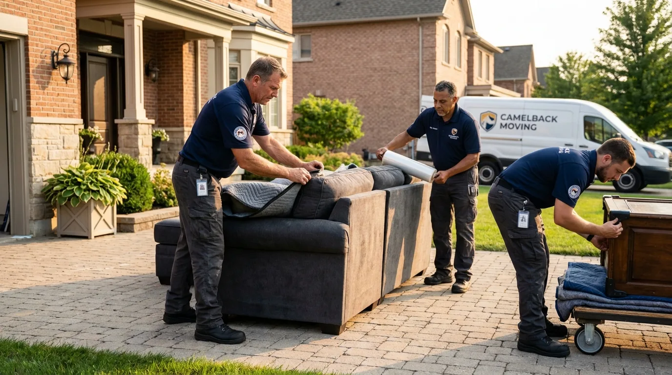 Large estate moving crew wrapping furniture in Poth, TX